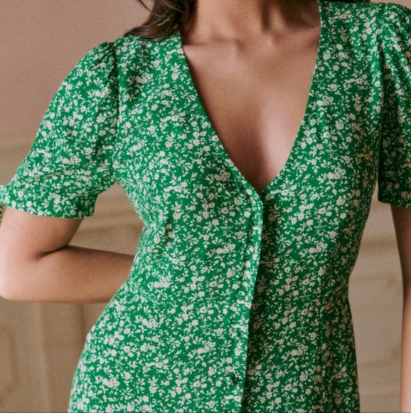 Sezane Vic Dress in Garden Green size 40 - Picture 3 of 10